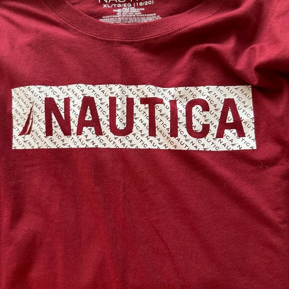 Nautica Long Sleeve Crew Neck T-Shirt Kids XL Pomegranate Red 100% Cotton - Picture 4 of 11